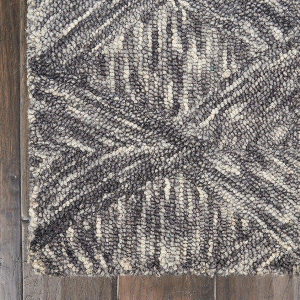 HomeRoots 8' Charcoal and Ivory Wool Geometric Runner Rug - Soft, Durable, Modern Design for Hallways & Entryways 564188