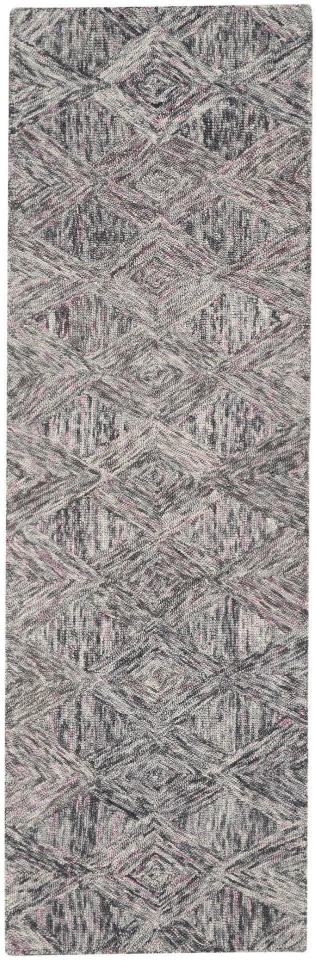 HomeRoots 8' Wool Geometric Area Rug in Ivory, Black & Gray – Modern Design for Stylish Home Décor & Comfort 8' Runner 564190