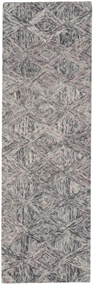 HomeRoots 8' Wool Geometric Area Rug in Ivory, Black & Gray – Modern Design for Stylish Home Décor & Comfort 8' Runner 564190