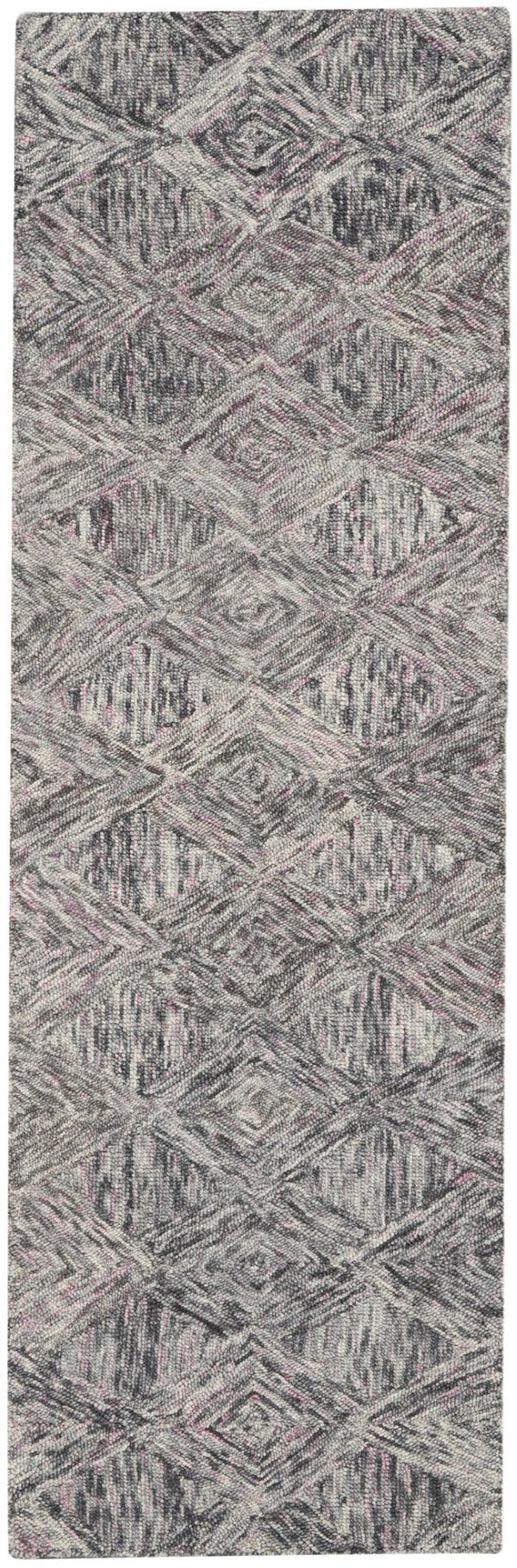 HomeRoots 8' Wool Geometric Area Rug in Ivory, Black & Gray – Modern Design for Stylish Home Décor & Comfort 8' Runner 564190