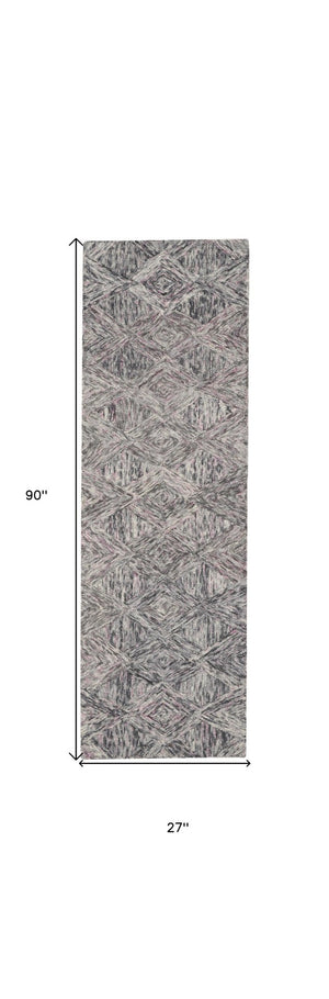 HomeRoots 8' Wool Geometric Area Rug in Ivory, Black & Gray – Modern Design for Stylish Home Décor & Comfort 8' Runner 564190