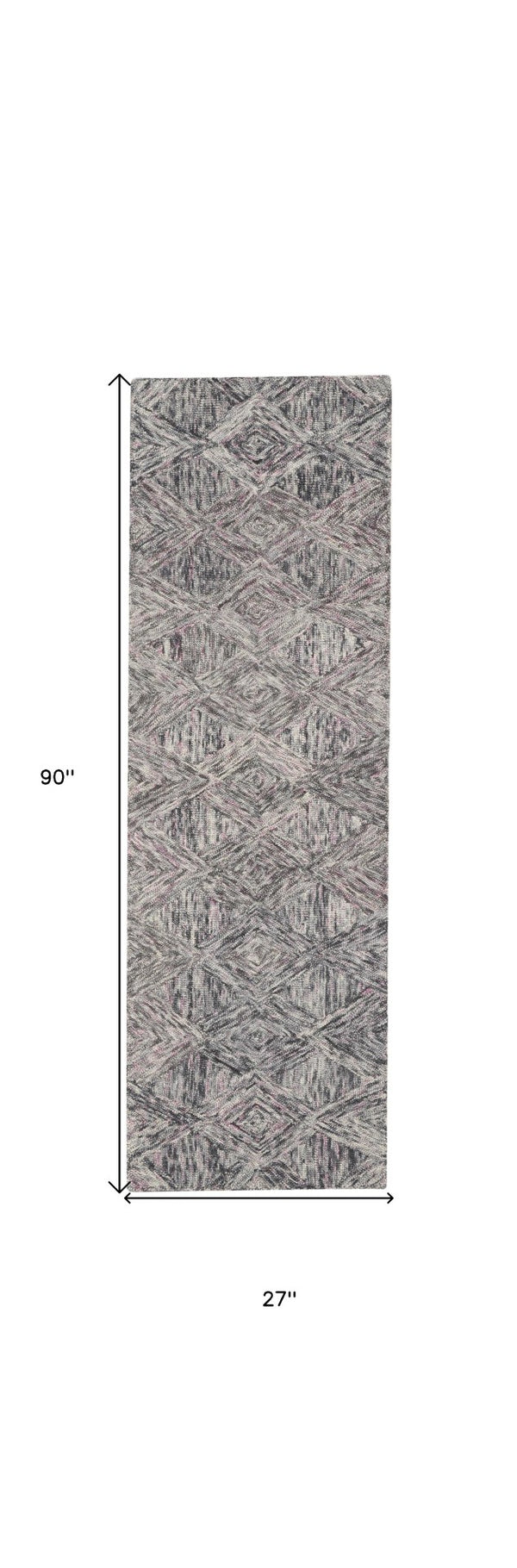 HomeRoots 8' Wool Geometric Area Rug in Ivory, Black & Gray – Modern Design for Stylish Home Décor & Comfort 8' Runner 564190