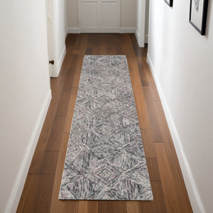 HomeRoots 8' Wool Geometric Area Rug in Ivory, Black & Gray – Modern Design for Stylish Home Décor & Comfort 8' Runner 564190