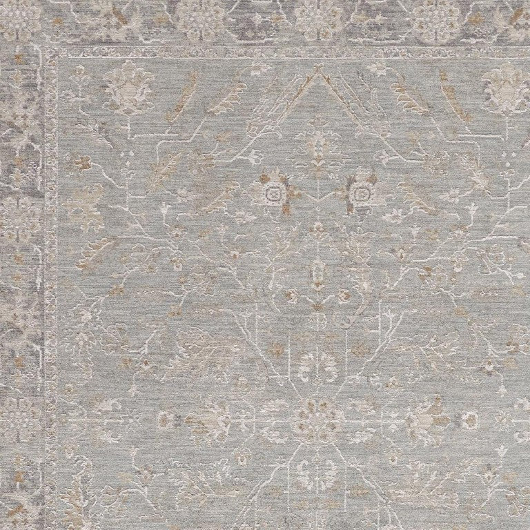 9x13 Blue Floral Polyester Area Rug with Vintage Distressed Appeal for Large Rooms