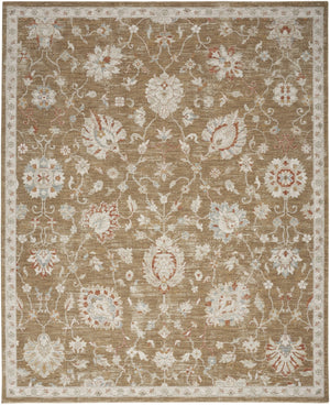 HomeRoots 9' Distressed Brown Floral Power Loom Area Rug with Fringed Edges for Timeless Living Space Style 9' X 13' 564194