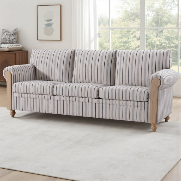 English Elm 3 Seater Pu Leather Sofa with Roll Arms Pocket Spring Support and Birch Legs W680P409288