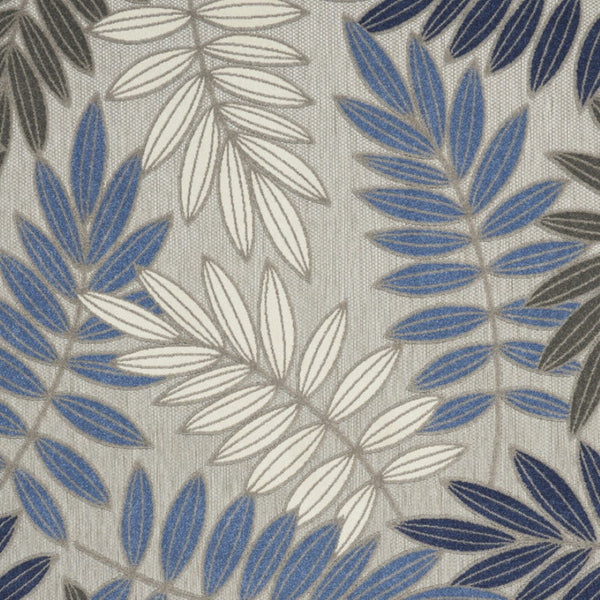 HomeRoots 9' Tropical Palm Leaf Area Rug - Gray, Blue & Turquoise - Durable Indoor/Outdoor Design for Any Space 564201