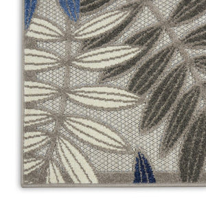 HomeRoots 9' Tropical Palm Leaf Area Rug - Gray, Blue & Turquoise - Durable Indoor/Outdoor Design for Any Space 564201