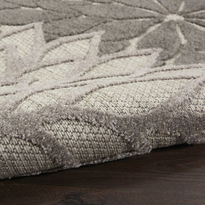 HomeRoots 9' Gray and Silver Floral Area Rug - Durable Indoor/Outdoor Charm for High-Traffic Spaces & Easy Care 564203