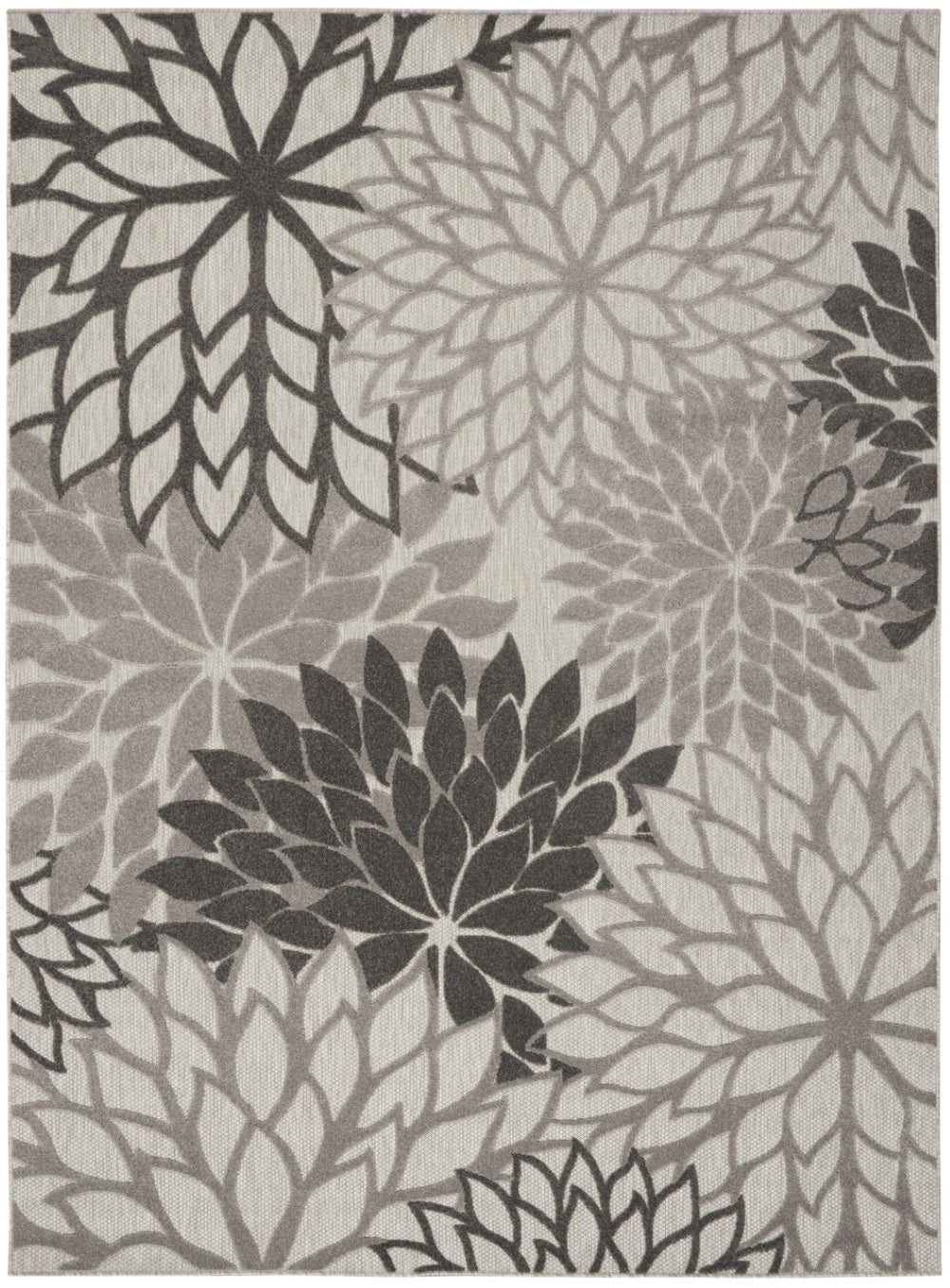 HomeRoots 9' Gray and Silver Floral Area Rug - Durable Indoor/Outdoor Charm for High-Traffic Spaces & Easy Care 564203