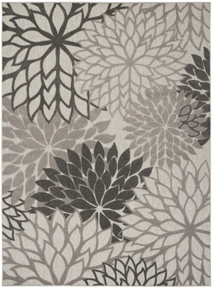 HomeRoots 9' Gray and Silver Floral Area Rug - Durable Indoor/Outdoor Charm for High-Traffic Spaces & Easy Care 564203