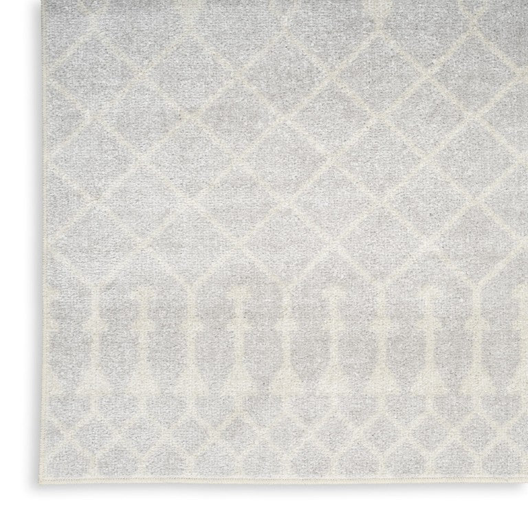 HomeRoots Geometric Area Rug in Gray and Ivory Low Pile Stain Resistant Polyester for Any Room 10' x 14' 564206