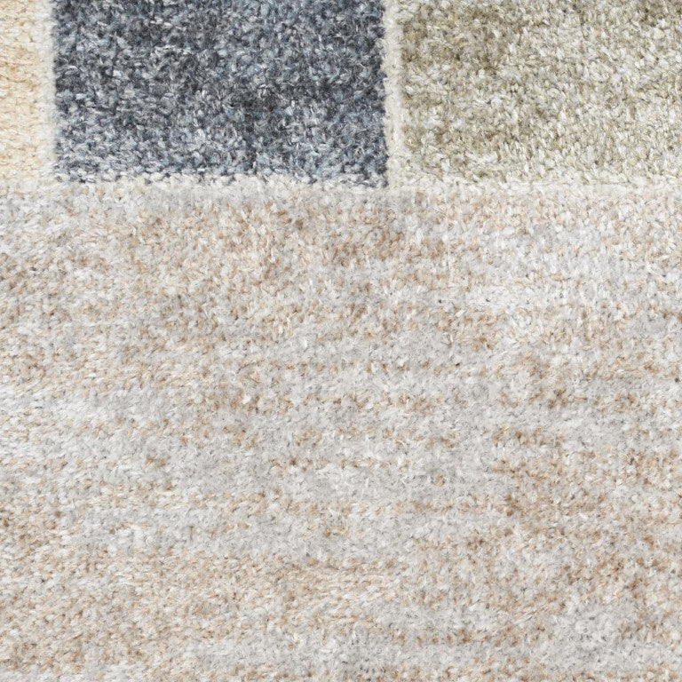 HomeRoots Blue Geometric Low Pile Polyester Area Rug Mid-century Style for Living and Dining Rooms 10' x 14' 564207