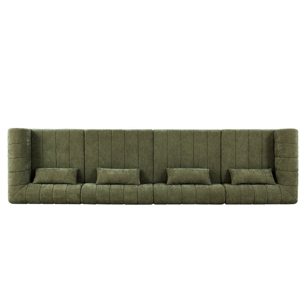 English Elm 145.5 Inch 4 Piece Modular Sectional Sofa Polyester Low Profile Living Room Couch Green N767P346281G