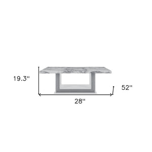 Homeroots 52" White And Light Gray Faux Marble Coffee Table With Wood Shelf - Stylish Living Room Accent Piece   564214