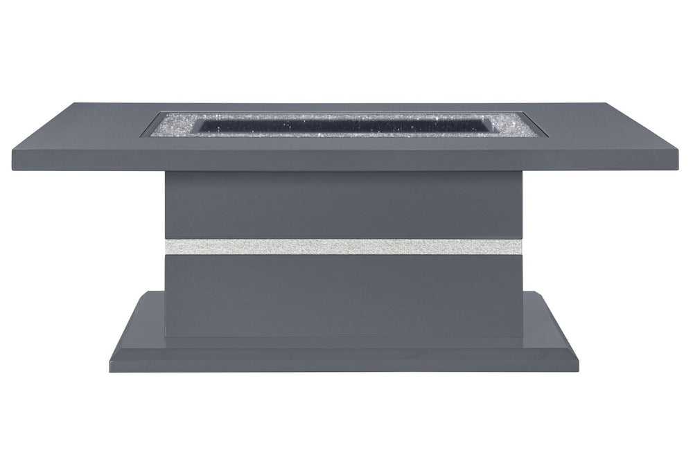 HomeRoots 52" Dark Gray Wood Pedestal Coffee Table with Faux Crystal Accents - Modern Glam Design for Any Space 564215