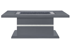 HomeRoots 52" Dark Gray Wood Pedestal Coffee Table with Faux Crystal Accents - Modern Glam Design for Any Space 564215
