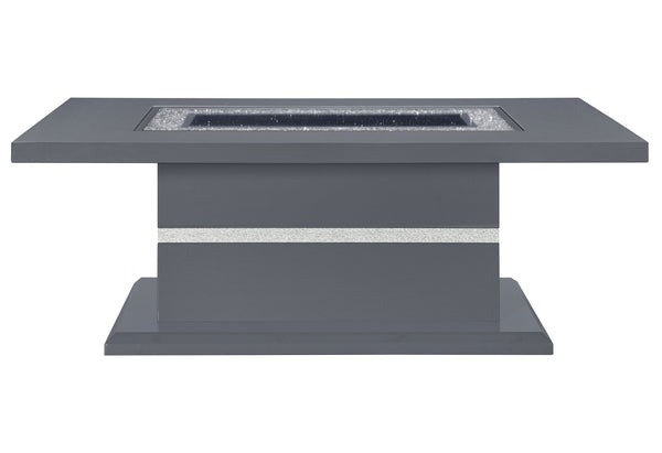HomeRoots 52" Dark Gray Wood Pedestal Coffee Table with Faux Crystal Accents - Modern Glam Design for Any Space 564215