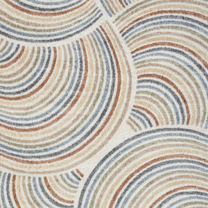 6 X 9 Cream Abstract Power Loomed Polypropylene Rug for Living or Dining Rooms