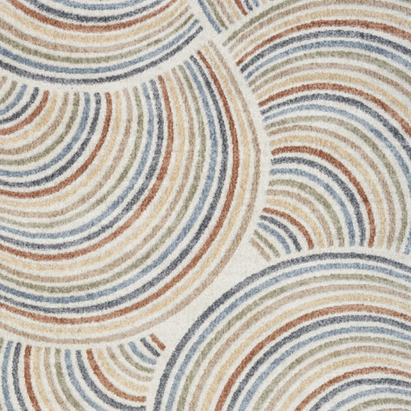 6 X 9 Cream Abstract Power Loomed Polypropylene Rug for Living or Dining Rooms