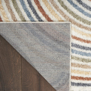 6 X 9 Cream Abstract Power Loomed Polypropylene Rug for Living or Dining Rooms