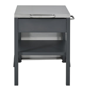 English Elm Outdoor Bbq Prep Cart Rolling Stainless Steel Grill Station with Foldable Work Surface Gray N719P407403E