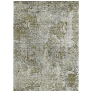 Homeroots 3' X 5' Green Abstract Washable Non Skid Indoor Outdoor Area Rug Beige Polyester 564227