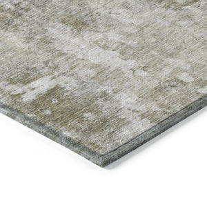 Homeroots 5' X 8' Green Abstract Washable Non Skid Indoor Outdoor Area Rug Beige Polyester 564228