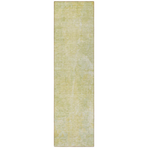 Homeroots 8' Runner Gold Abstract Washable Non Skid Indoor Outdoor Runner Rug Gold Polyester 564252