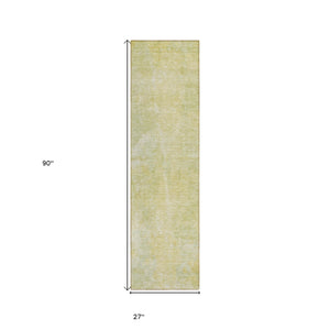 Homeroots 8' Runner Gold Abstract Washable Non Skid Indoor Outdoor Runner Rug Gold Polyester 564252