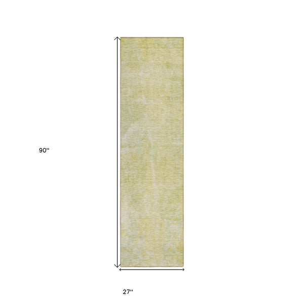 Homeroots 8' Runner Gold Abstract Washable Non Skid Indoor Outdoor Runner Rug Gold Polyester 564252