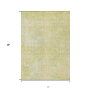 Homeroots 5' X 8' Gold Abstract Washable Non Skid Indoor Outdoor Area Rug Gold Polyester 564255