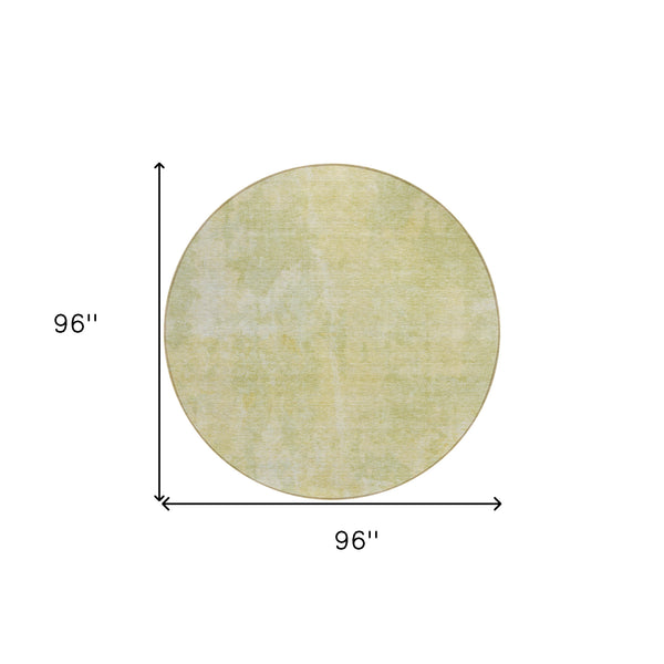 Homeroots 8' Round Gold Round Abstract Washable Non Skid Indoor Outdoor Area Rug Gold Polyester 564256