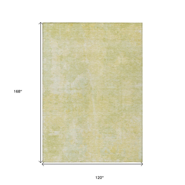 Homeroots 10' X 14' Gold Abstract Washable Non Skid Indoor Outdoor Area Rug Gold Polyester 564259