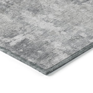 Homeroots 8' Runner Gray Abstract Washable Non Skid Indoor Outdoor Runner Rug Gray Polyester 564261
