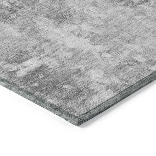 Homeroots 8' Runner Gray Abstract Washable Non Skid Indoor Outdoor Runner Rug Gray Polyester 564261