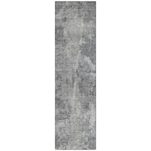 Homeroots 8' Runner Gray Abstract Washable Non Skid Indoor Outdoor Runner Rug Gray Polyester 564261