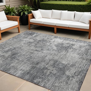 Homeroots 8' X 10' Gray Abstract Washable Non Skid Indoor Outdoor Area Rug Gray Polyester 564266