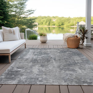 Homeroots 8' X 10' Gray Abstract Washable Non Skid Indoor Outdoor Area Rug Gray Polyester 564266