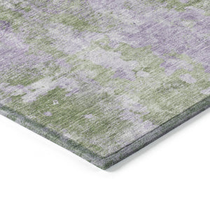 Homeroots 8' Runner Green And Purple Abstract Washable Non Skid Indoor Outdoor Runner Rug Green Polyester 564270