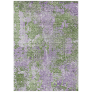 Homeroots 9' X 12' Green And Purple Abstract Washable Non Skid Indoor Outdoor Area Rug Green Polyester 564276