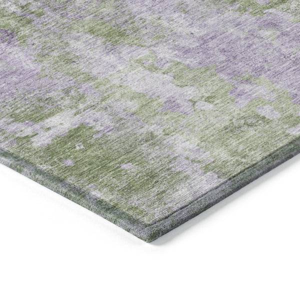Homeroots 10' X 14' Green And Purple Abstract Washable Non Skid Indoor Outdoor Area Rug Green Polyester 564277
