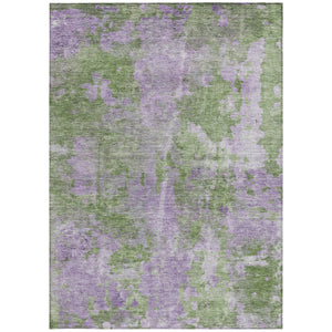 Homeroots 10' X 14' Green And Purple Abstract Washable Non Skid Indoor Outdoor Area Rug Green Polyester 564277