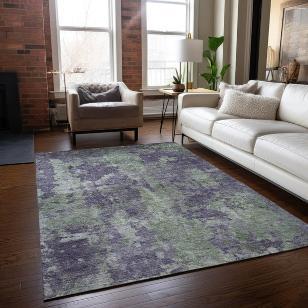 HomeRoots 5' Green Abstract Washable Area Rug - Stylish Indoor/Outdoor Design, Durable & Easy to Clean 5' X 8' 564282