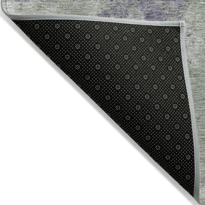 Abstract Washable Polyester Area Rug Bold Purple Green Design for Indoor Outdoor Living Spaces