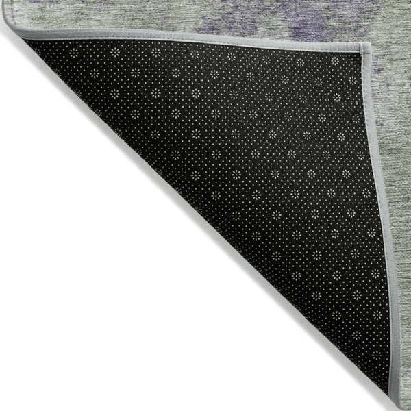 Abstract Washable Polyester Area Rug Bold Purple Green Design for Indoor Outdoor Living Spaces