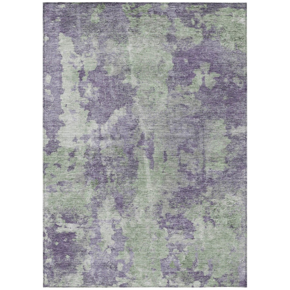 HomeRoots 5' Green Abstract Washable Area Rug - Stylish Indoor/Outdoor Design, Durable & Easy to Clean Purple 564286