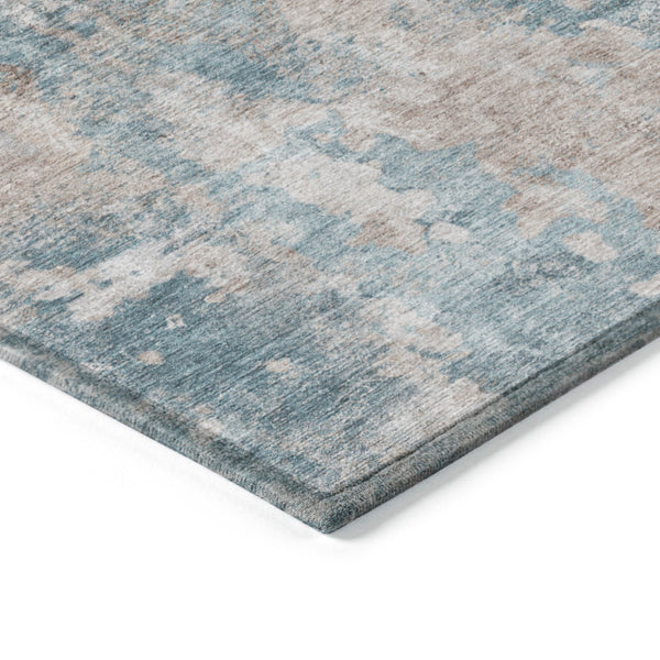 Homeroots 8' X 10' Teal And Taupe Abstract Washable Non Skid Indoor Outdoor Area Rug Teal Polyester 564293