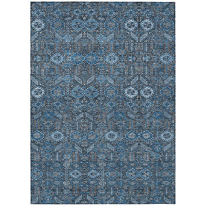 HomeRoots 5' Blue and Black Floral Area Rug – Washable, Non-Skid Design for Indoor and Outdoor Spaces 5' X 8' 564306