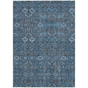HomeRoots 5' Blue and Black Floral Area Rug – Washable, Non-Skid Design for Indoor and Outdoor Spaces 5' X 8' 564306